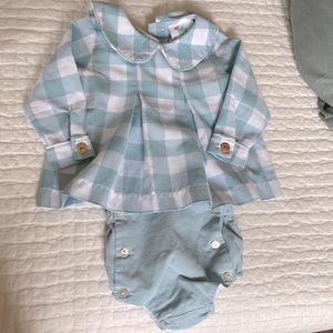 Shrimp and Grits blue plaid diaper set